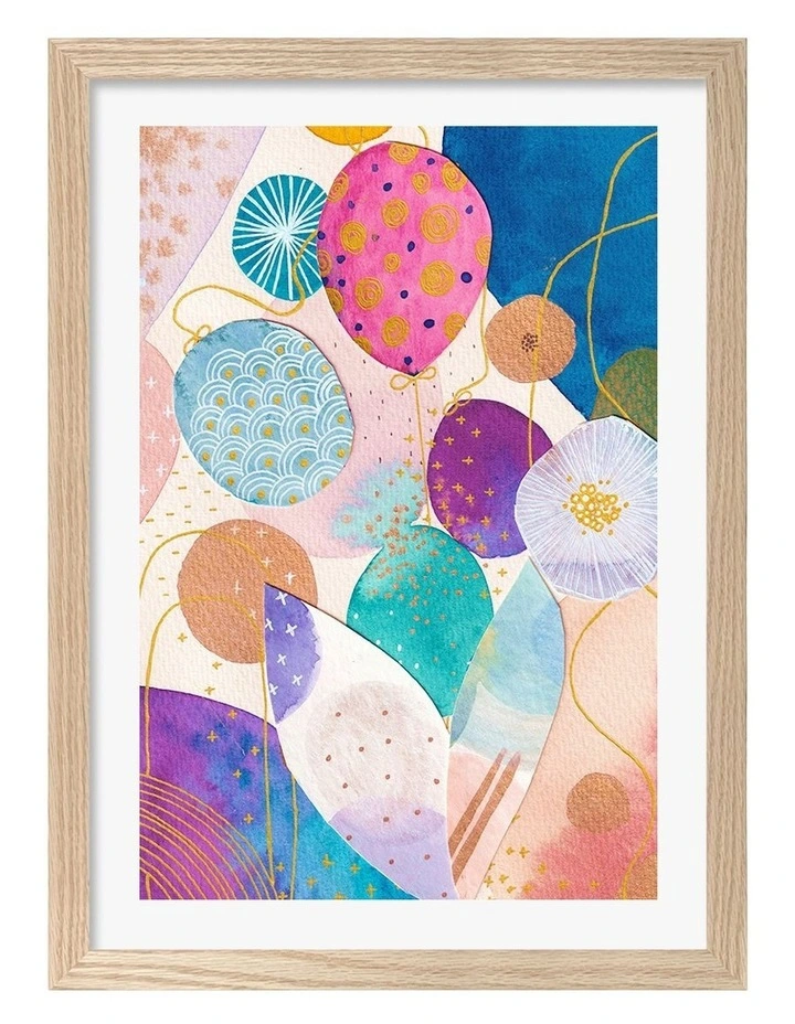 Australian Made Balloons for Nino Art Print Natural Frame image 1