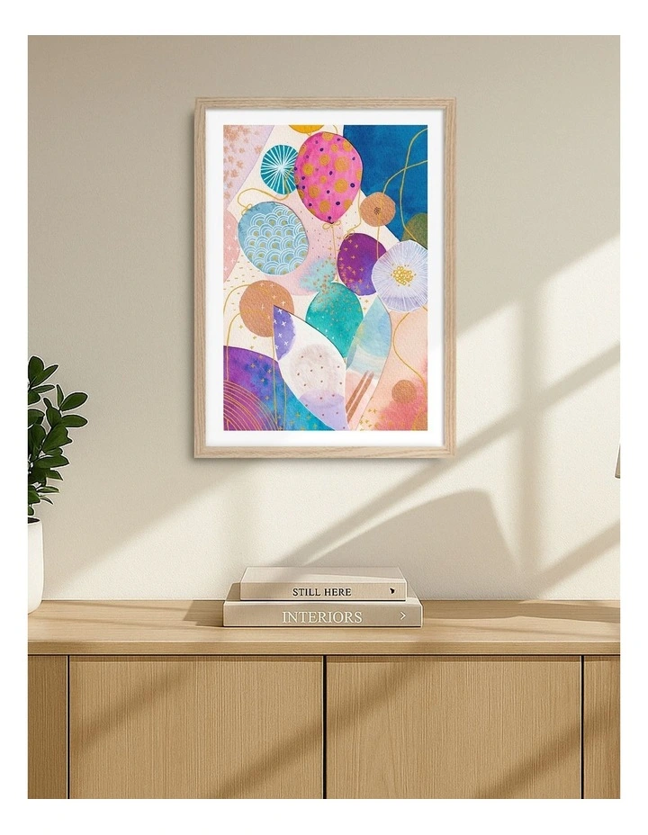 Australian Made Balloons for Nino Art Print Natural Frame image 2