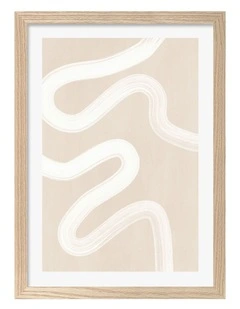 Australian Made Beige One Line Art Print Natural Frame