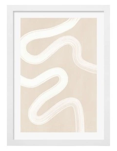 Australian Made Beige One Line Art Print White Frame