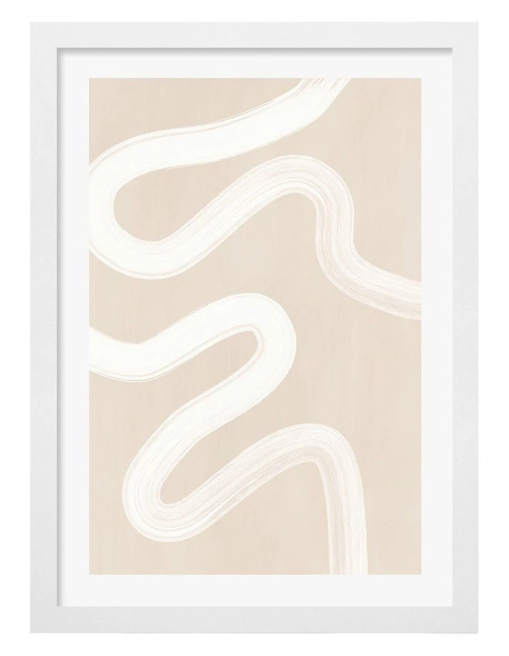 Australian Made Beige One Line Art Print White Frame image 1