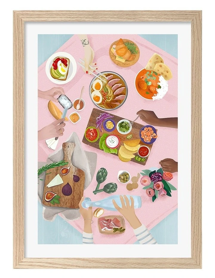 Australian Made Brunch Art Print Natural Frame image 1