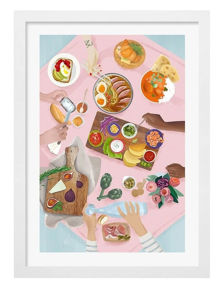 Australian Made Brunch Art Print White Frame image 1