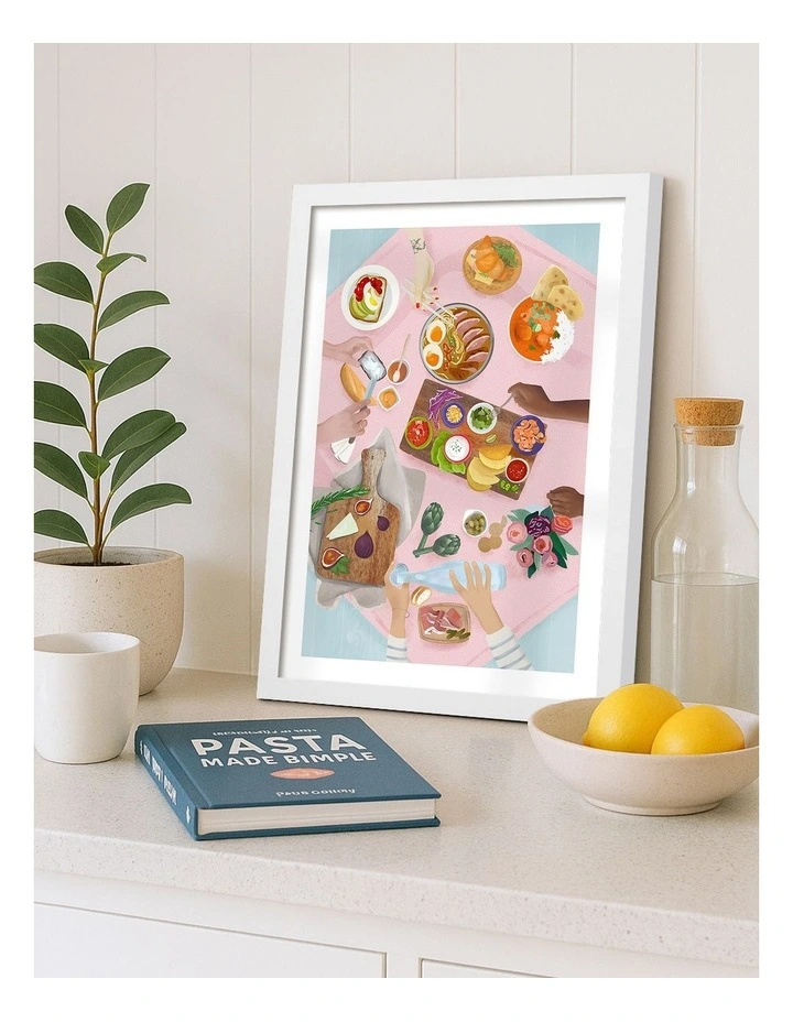 Australian Made Brunch Art Print White Frame image 2
