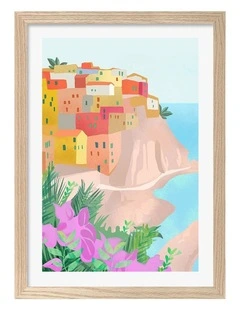 Australian Made Cinque Terre Art Print Natural Frame