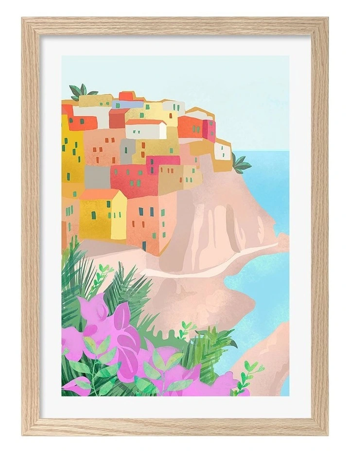 Australian Made Cinque Terre Art Print Natural Frame image 1