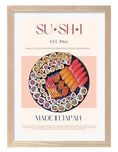 Australian Made Colourful Sushi Delight Art Print Natural Frame