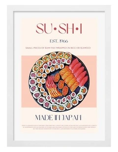 Australian Made Colourful Sushi Delight Art Print White Frame