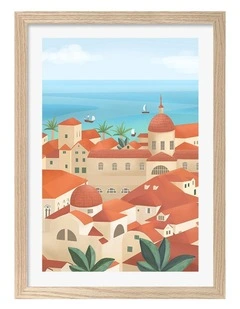 Australian Made Dubrovnik Old Town Art Print Natural Frame