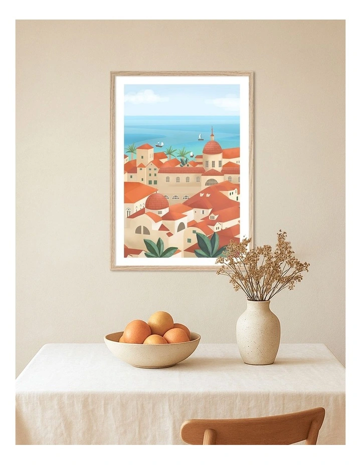 Australian Made Dubrovnik Old Town Art Print Natural Frame image 2