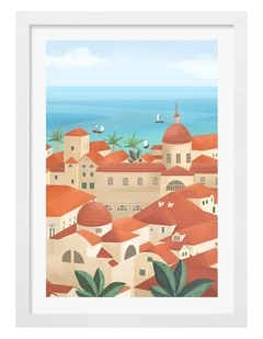 Australian Made Dubrovnik Old Town Art Print White Frame