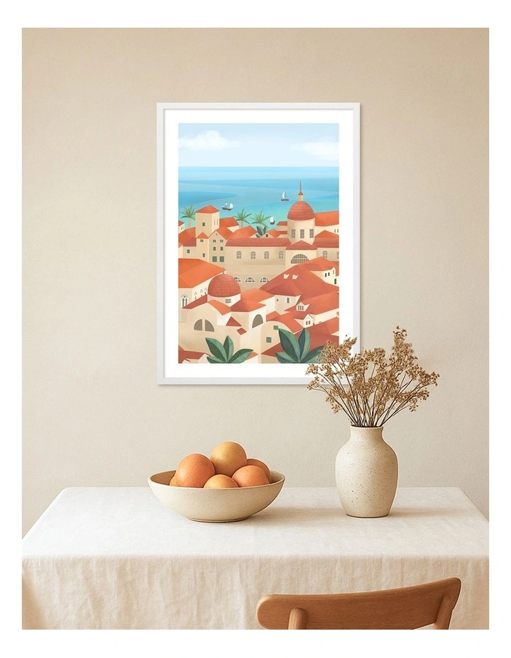 Australian Made Dubrovnik Old Town Art Print White Frame image 2