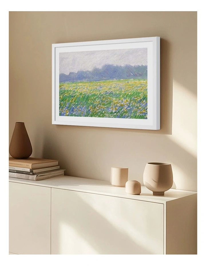 Field of Irises (Monet) Art Print Frame in White image 2