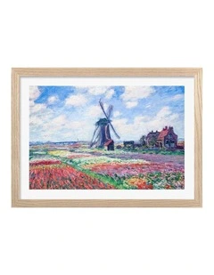 Fields of Tulips (Monet) Art Print Frame in Natural