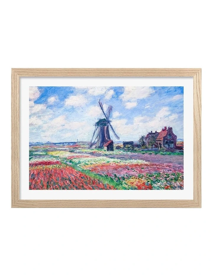 Fields of Tulips (Monet) Art Print Frame in Natural image 1