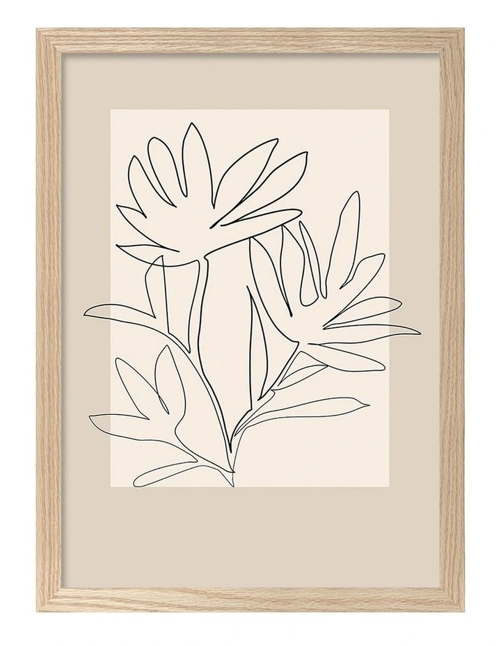 Floral Outline Art Print Frame in Natural image 1