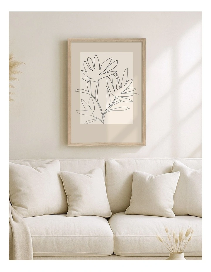 Floral Outline Art Print Frame in Natural image 2