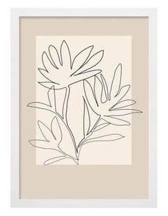 Floral Outline Art Print Frame in White