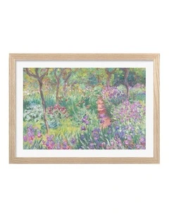 Flower Garden (Monet) Art Print Frame in Natural
