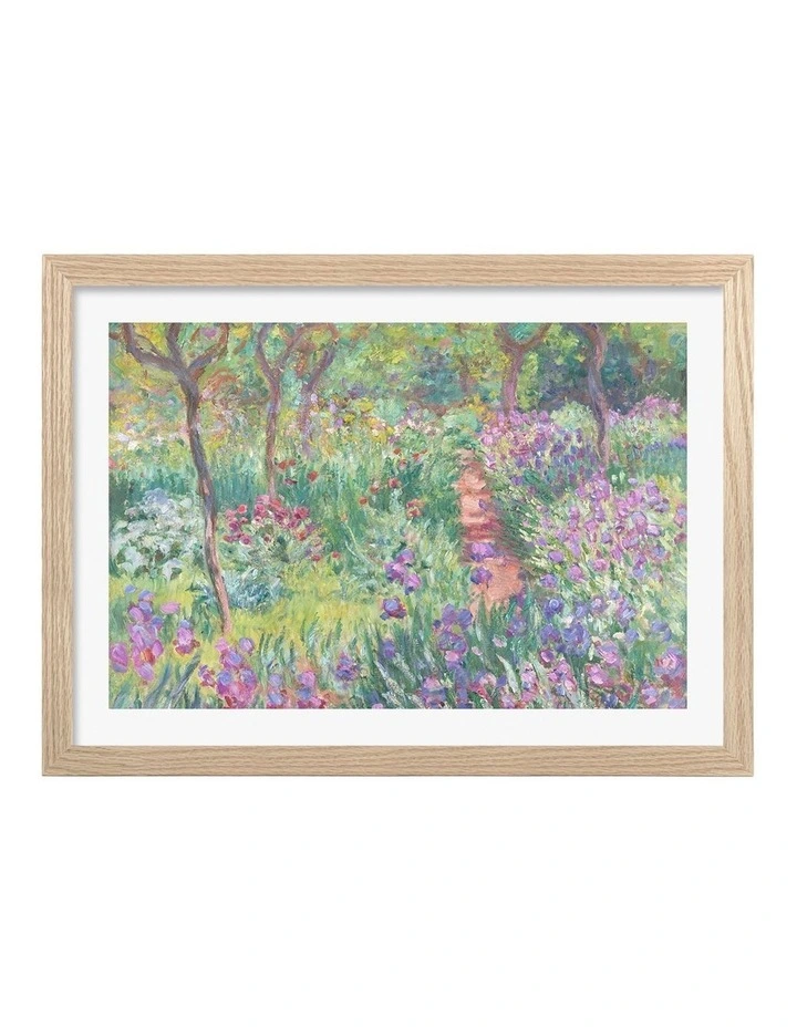 Flower Garden (Monet) Art Print Frame in Natural image 1
