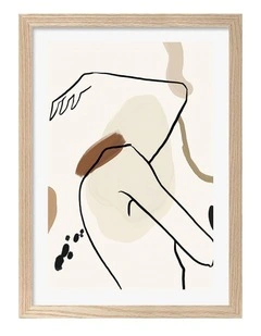 Flowing Lines Art Print Frame in Natural