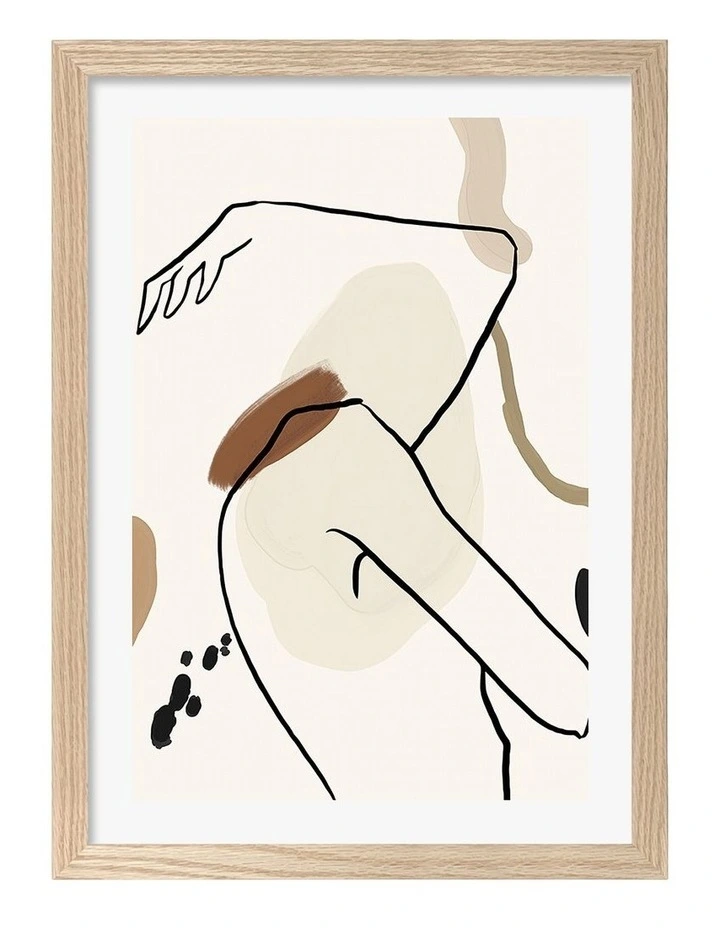 Flowing Lines Art Print Frame in Natural image 1