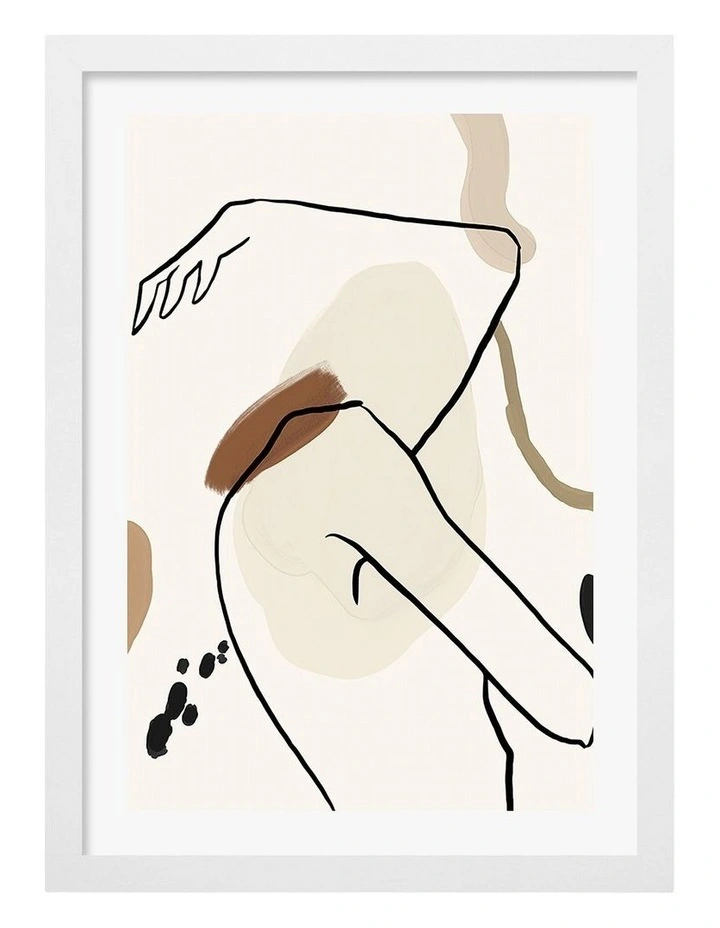 Flowing Lines Art Print Frame in White image 1