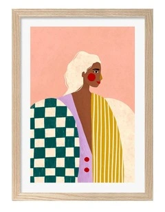 Funky Blouse Art Print Frame in Natural