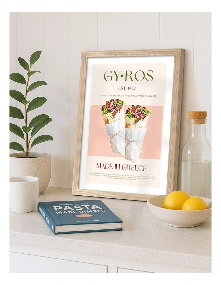 Greek Flavour Delight Art Print Frame in Natural image 2