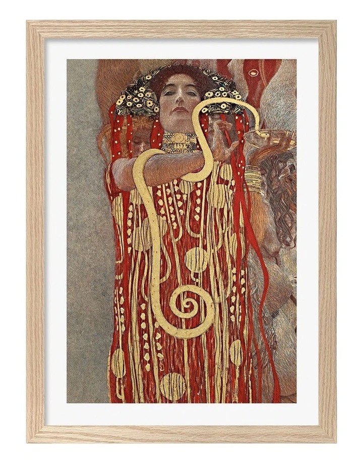Australian Made Hygieia (Klimt) Art Print Natural Frame image 1