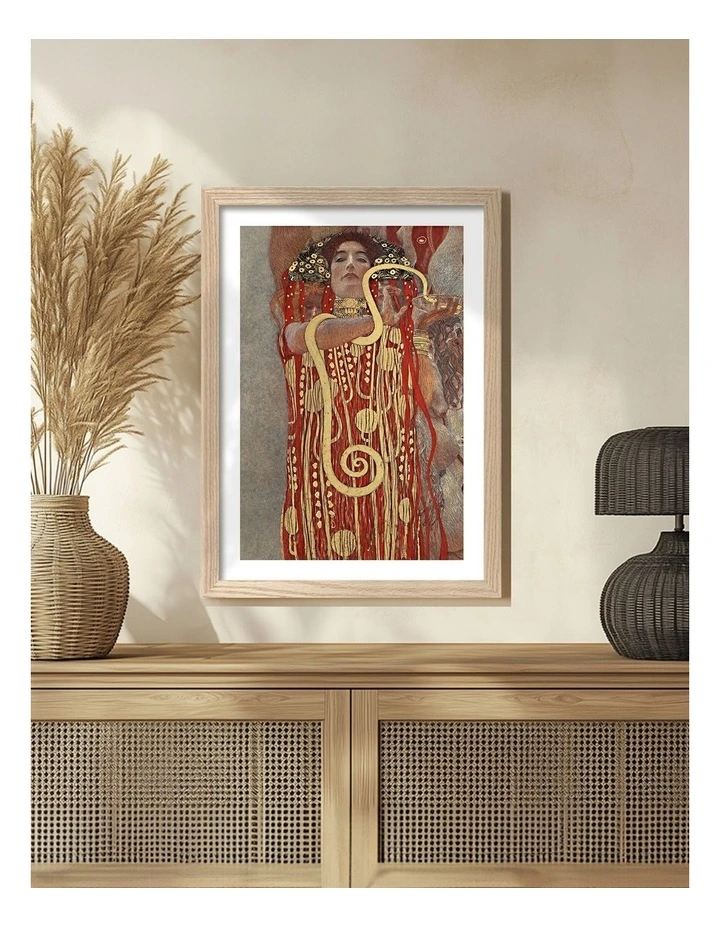 Australian Made Hygieia (Klimt) Art Print Natural Frame image 2