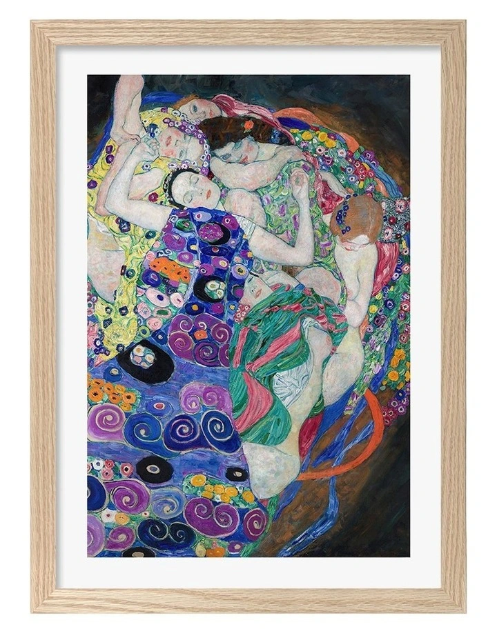 Australian Made The Maiden (Klimt) Art Print Natural Frame image 1