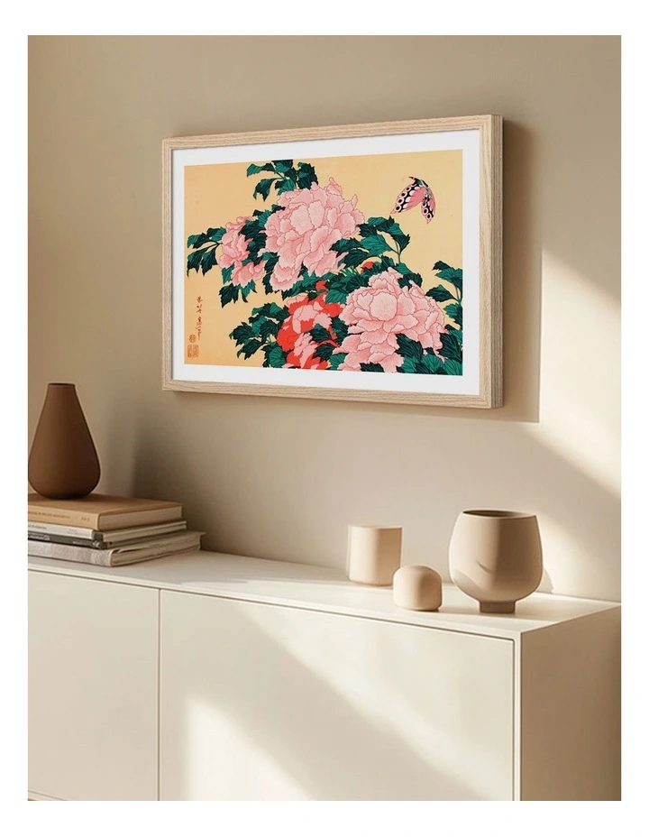 Australian Made The Peonies and Blossom Art Print Natural Frame image 2