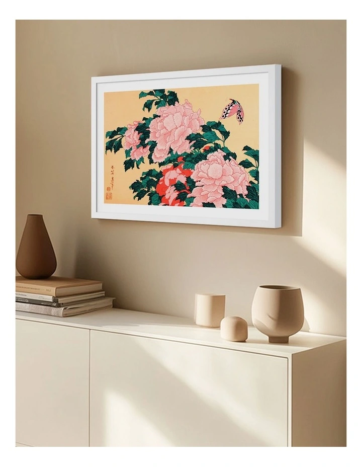 Australian Made The Peonies and Blossom Art Print White Frame image 2