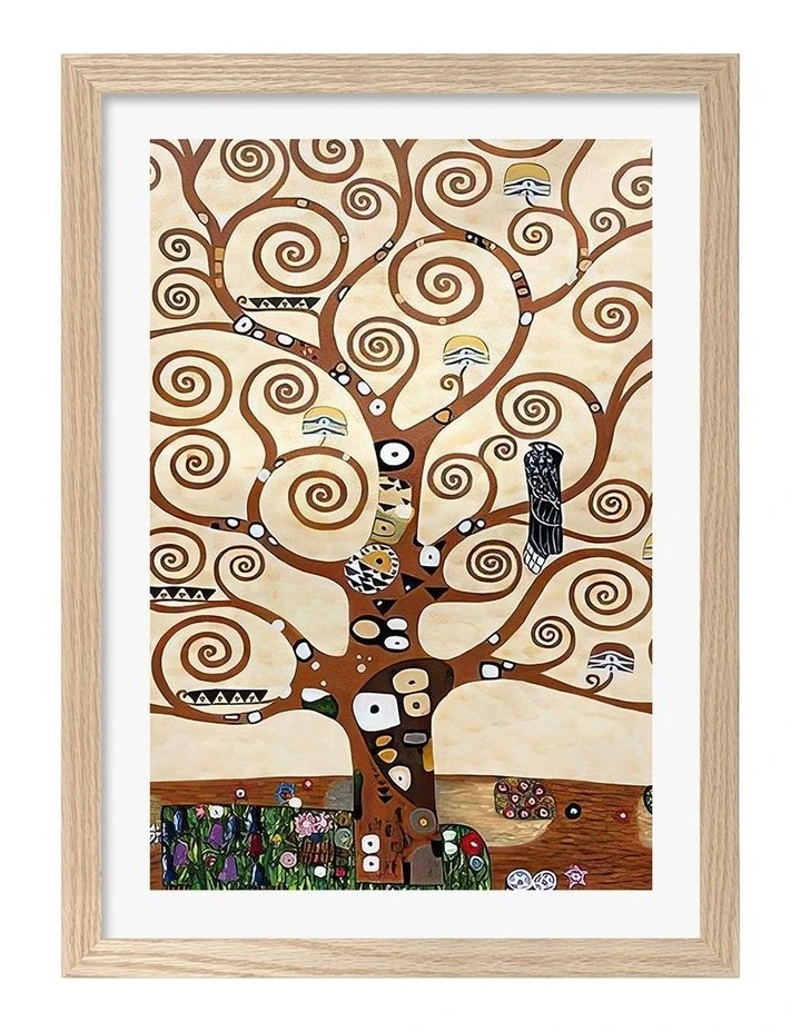 Australian Made The Tree of Life (Klimt) Art Print Natural Frame image 1