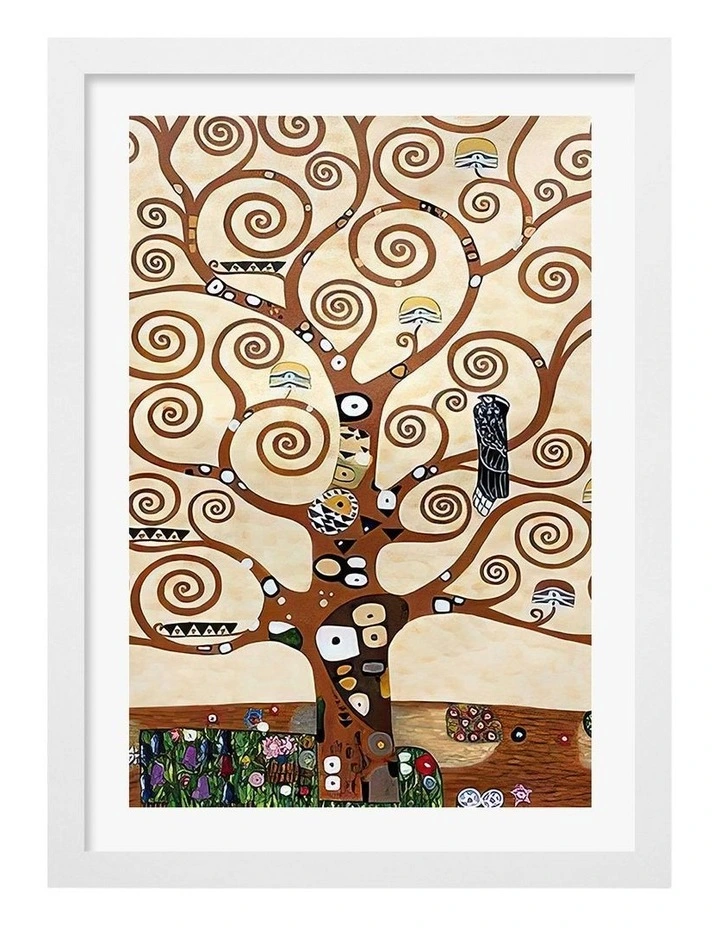 Australian Made The Tree of Life (Klimt) Art Print White Frame image 1