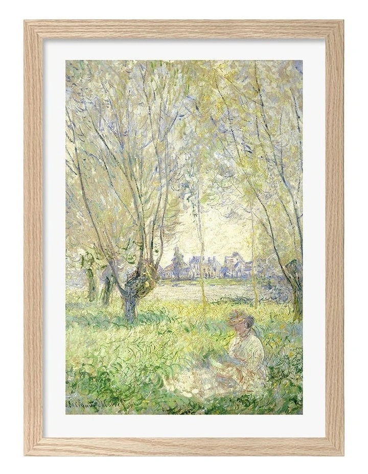 Australian Made Under the Willows (Monet) Art Print Natural Frame image 1