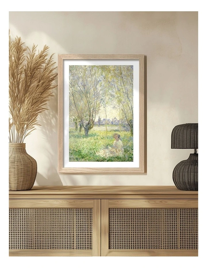 Australian Made Under the Willows (Monet) Art Print Natural Frame image 2