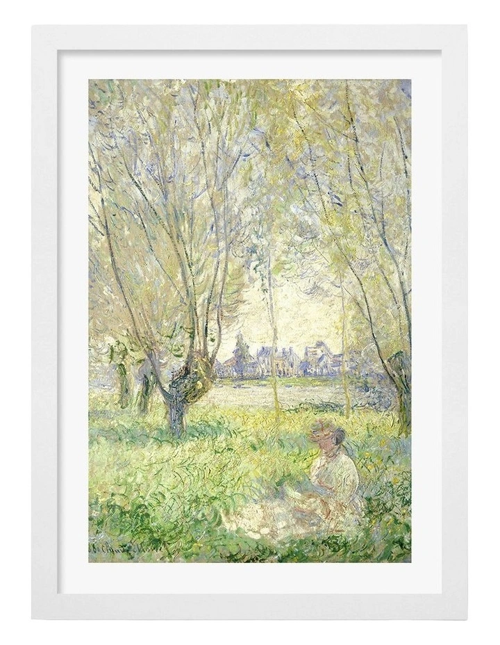 Australian Made Under the Willows (Monet) Art Print White Frame image 1