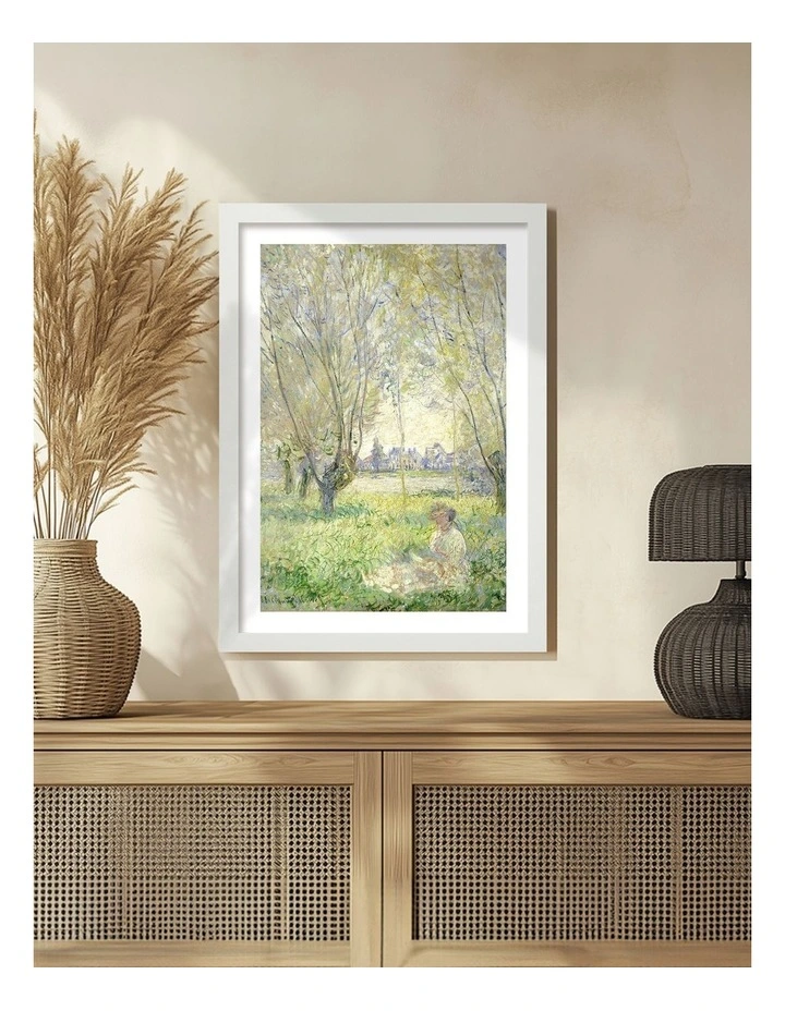 Australian Made Under the Willows (Monet) Art Print White Frame image 2