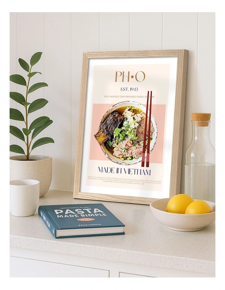 Australian Made Vietnamese Noodle Delight Art Print Frame in Natural image 2