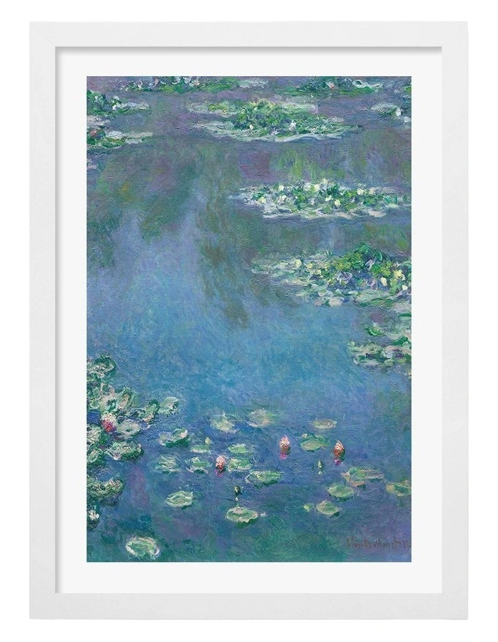 Australian Made Water Lilies 1906 (Monet) Art Print Frame in White image 1