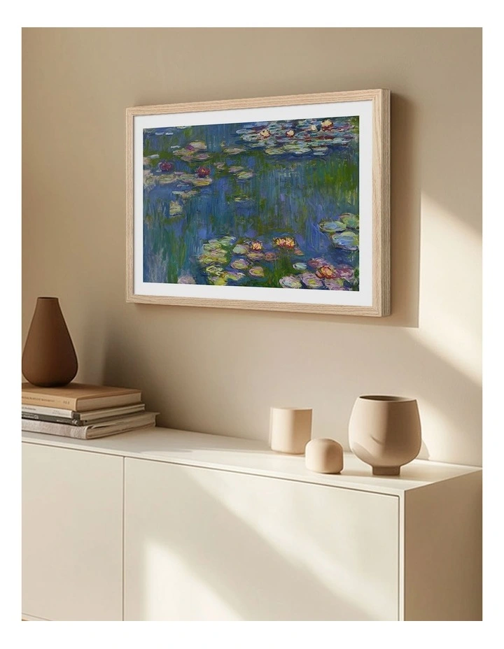 Australian Made Water Lilies 1916 (Monet) Art Print Frame in Natural image 2