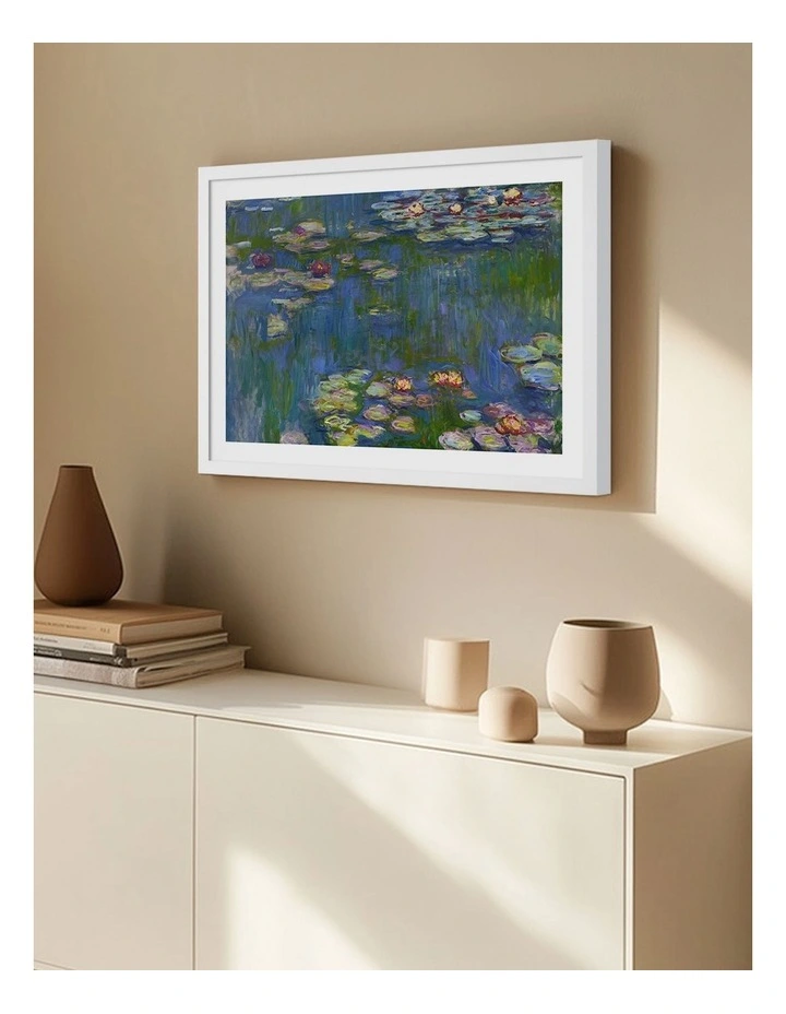 Australian Made Water Lilies 1916 (Monet) Art Print Frame in White image 2