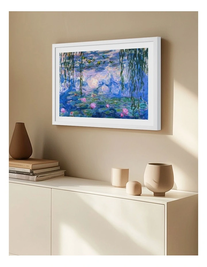 Australian Made Water Lilies 1919 (Monet) Art Print Frame in White image 2