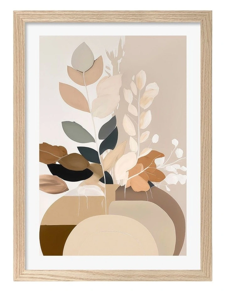 Australian Made Abstract Botanical Vase Art Print Natural Frame image 1