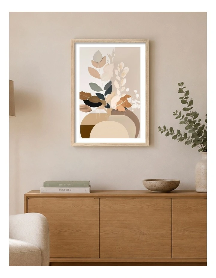 Australian Made Abstract Botanical Vase Art Print Natural Frame image 2