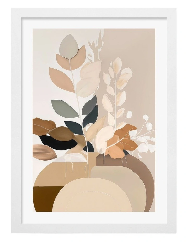 Australian Made Abstract Botanical Vase Art Print White Frame image 1