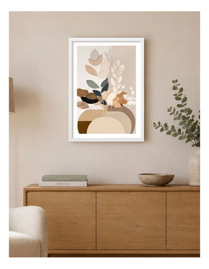 Australian Made Abstract Botanical Vase Art Print White Frame image 2