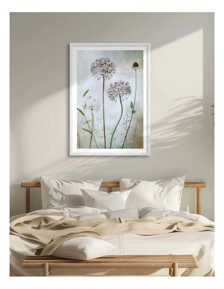 Australian Made Allium Art Print White Frame image 2